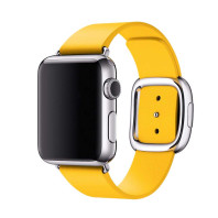 Кожаный ремешок Modern Buckle Leather для Apple Watch 42/44/45mm Silver/Spring yellow